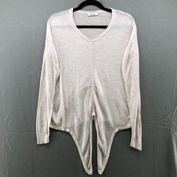 Madewell Tops - Madewell Long Sleeve Tie Front T Shirt Womens S Sheer V-neck Cream Lightweight